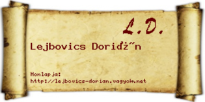 Lejbovics Dorián névjegykártya